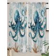 thumbnail image 2 of Teal Octopus Coastal Living Room Curtains 72 Inches length, Summer Beach Vintage Nautical Window Treatment Curtain Drapes, Light Filtering Drapes for Bedroom Laundry Room, 52"x72", 2 Panels, 2 of 7