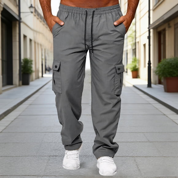 Pantalon Utilitaire Robuste pour l'Extérieur pour les Trajets Quotidiens et la Randonnée – Pantalon Cargo Décontracté et Ample pour Hommes, Adapté à Toutes les Saisons