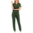 thumbnail image 3 of BiZtdJrK Scrub Sets for Women Medical Nursing Uniform V-Neck Short Sleeve Top and Jogger Pants 2 Piece Outfits with Pockets Army Green S, 3 of 5