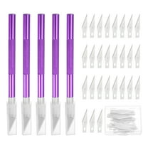 Uxcell 55 Pcs Exacto Knife Set Includes 5 Pcs Craft Hobby Knife and 50 Exacto Blades(Purple)