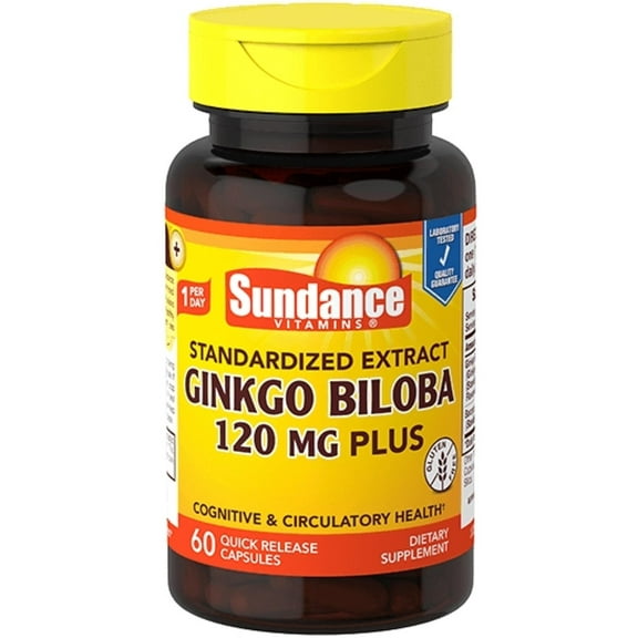 Sundance Vitamins Ginkgo Biloba 120 mg, 60 ea (Pack of 3)