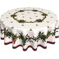 thumbnail image 2 of Round Tablecloth 60 Inch,Stain Resistance Polyester Christmas Table Cloth,Table Cover for Kitchen Dining Table, Buffet Parties and ​Camping-Christmas Tree Holiday, One Size, 2 of 6