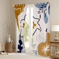 thumbnail image 3 of jejeloiu Tropical Botanical Monstera Black Out Curtains,Rustic Plant Leaves Curtains Pack of 2 (42x63 Each),Brown Blue Lightpink Bedroom Curtains For Girls Kids,Microfiber Bedroom Decor, 3 of 6