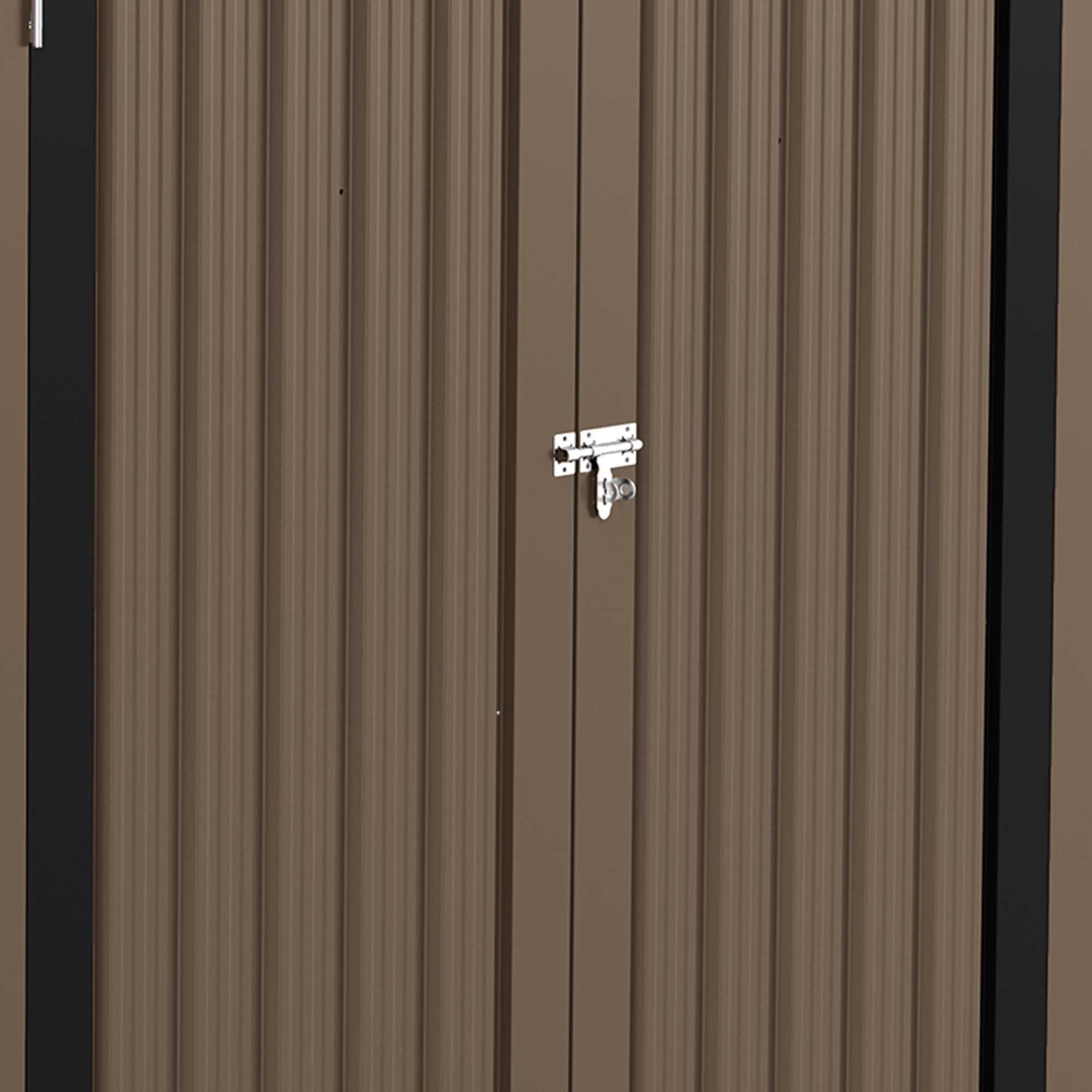 Uforic Oversized Steel Storage Shed with Ventilation, Lockable Doors, and Sloped Roof for Outdoor, Brown