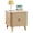 E-Natural, variant on PHOYAL Walnut Large End Table with Charging Station, Vertical Strip Square Side Tables with Sliding Door Storage for Living Room