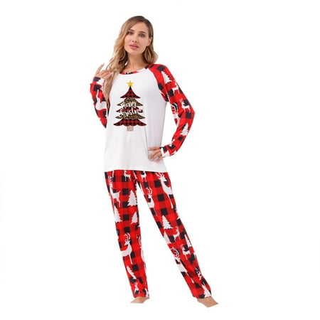 

REORIAFEE Christmas Pajamas for Family Matching Pjs Set Classic Plaid Xmas Clothes for Teens Womens Mens 2022 Gifts Women M