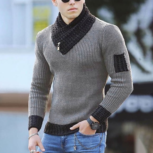 Weiqiqre Winter Sweater for Men Sale, Fashion Men Casual Button Long Sleeve Casual Solid Turtleneck Sweater Blouse