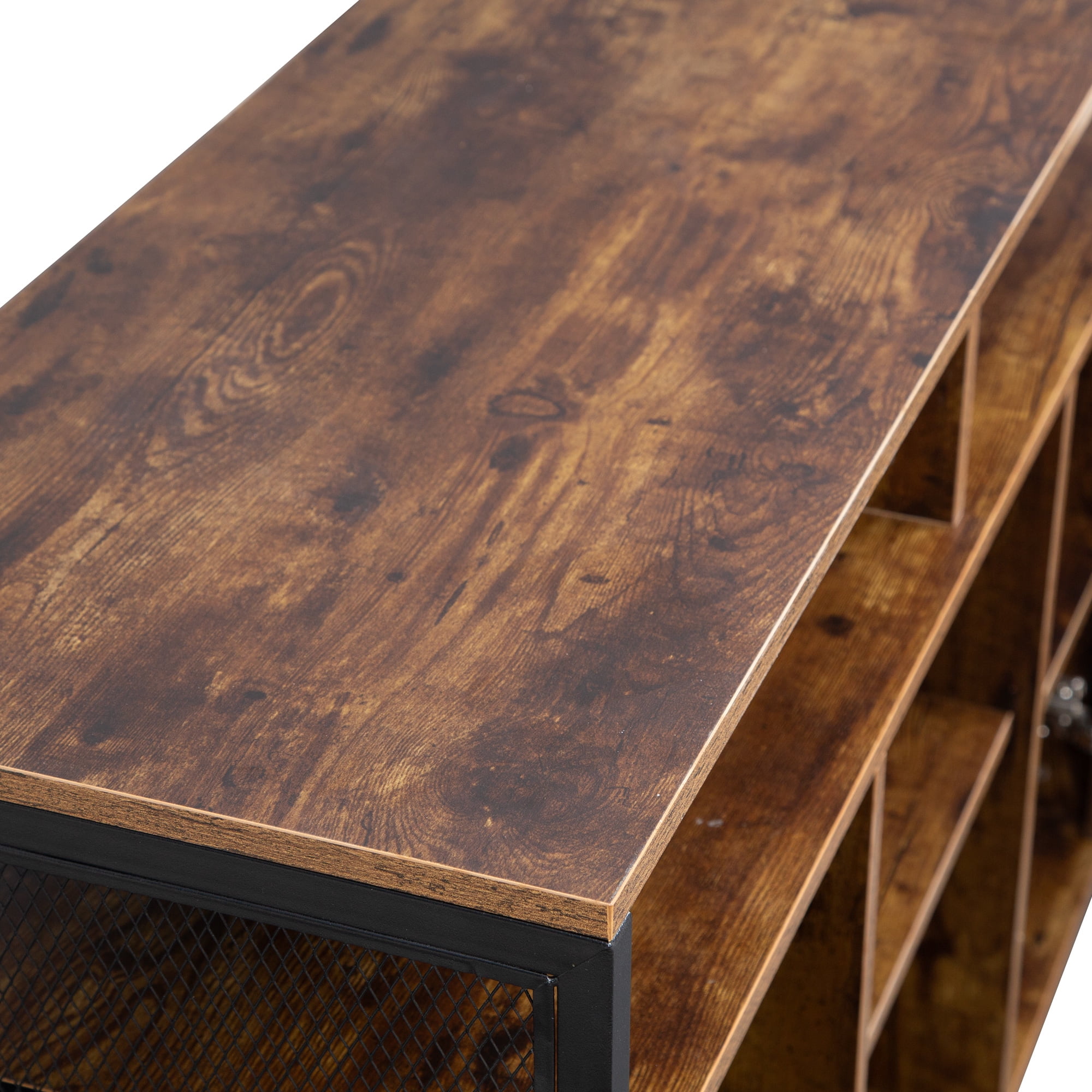 Kadyn 43.7" Sideboard Buffet Cabinet, Kitchen Storage Cabinet with Open Shelves and Doors for Dining Room, Rustic Brown TV Stand Kadyn 43.7" Sideboard Buffet Cabinet, Kitchen Storage Cabinet with Open Shelves and Doors for Dining Room, Rustic Brown TV Stand