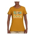 thumbnail image 2 of Wild Bobby Sea The Good Surfboard Sun Rise Good Vibes Nature Lover Women Graphic Tee, Gold, Small, 2 of 6