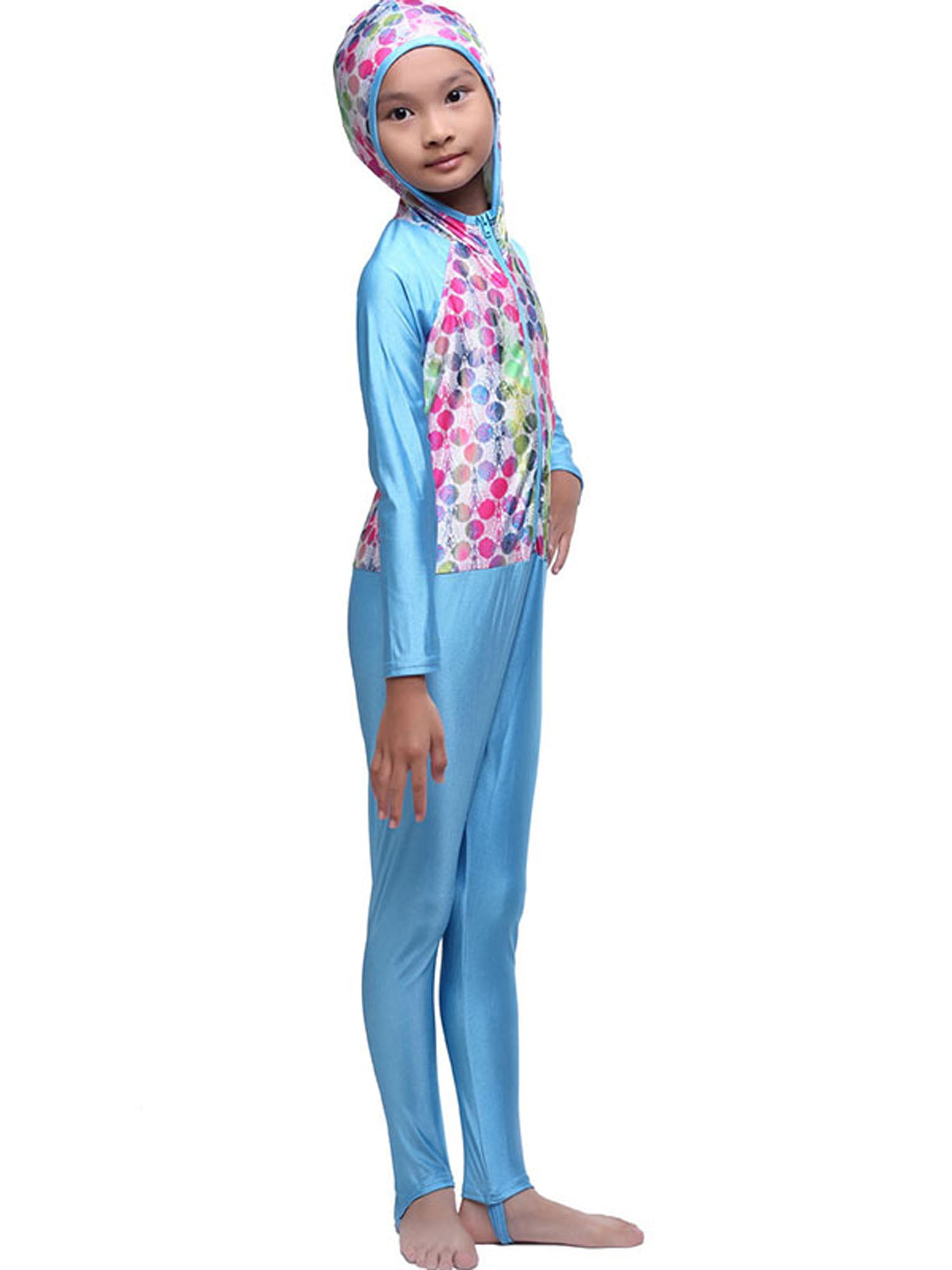 Girls Islamic Muslim Swimwear Modest Fit Burkini Full cover Kids Two piece Arab 