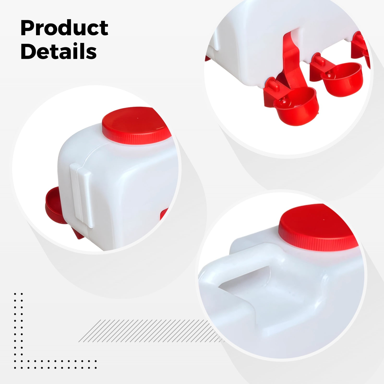 Automatic Chicken Waterer, 20 lbs Poultry Waterer with 10 Standard Water Bowls, Automatic Water Dispenser for Chickens Ducks Geese, 18.1 x 13 x 9.4 in / 46 x 33 x 24 cm, White