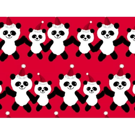 1 Pack, Panda Claus Wrapping Paper 26" x 417', Half Ream Roll for Party, Holiday & Events, Made in USA