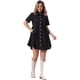 thumbnail image 4 of INSPIRE CHIC Vestido Mini de Jean con Cuello y Botones de Manga Corta para Mujer S Negro, 4 of 6