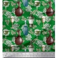 thumbnail image 1 of Soimoi Rayon Crepe Fabric Wine Bottle,Leaves & Grapes Fruits Print Fabric by the Yard 46 Inch Wide, 1 of 1