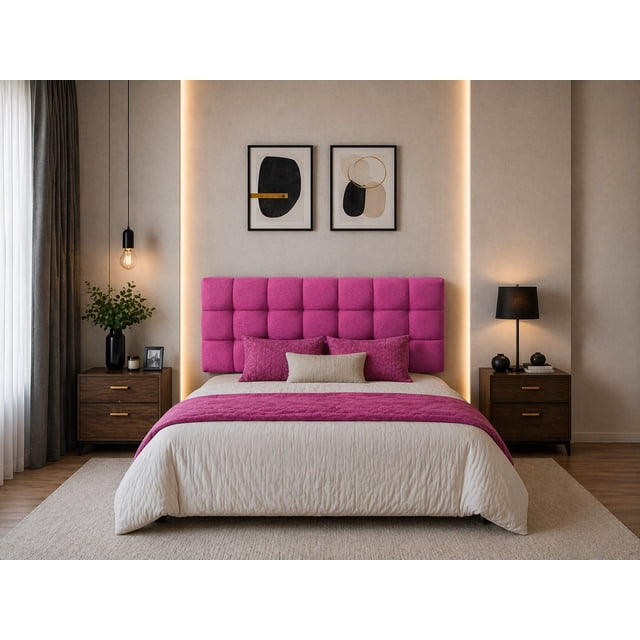 Cabecera El Bazar Store Linq Individual Rosa Ajuste de altura Moderna abotonada
