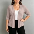 thumbnail image 2 of AGWOLF Women's 3/4 Sleeve Cardigan Lightweight Open Front Cardigans Kintted Shrugs Sweater Ruffle Fall Fashion Clothes Brown XL, 2 of 9