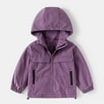thumbnail image 2 of Toddler Boys Windbreaker Jacket Kids Lightweight Hooded Zipper Coat Outdoor Casual School Jacket Boys Clothes Purple Size 2-3T, 2 of 3
