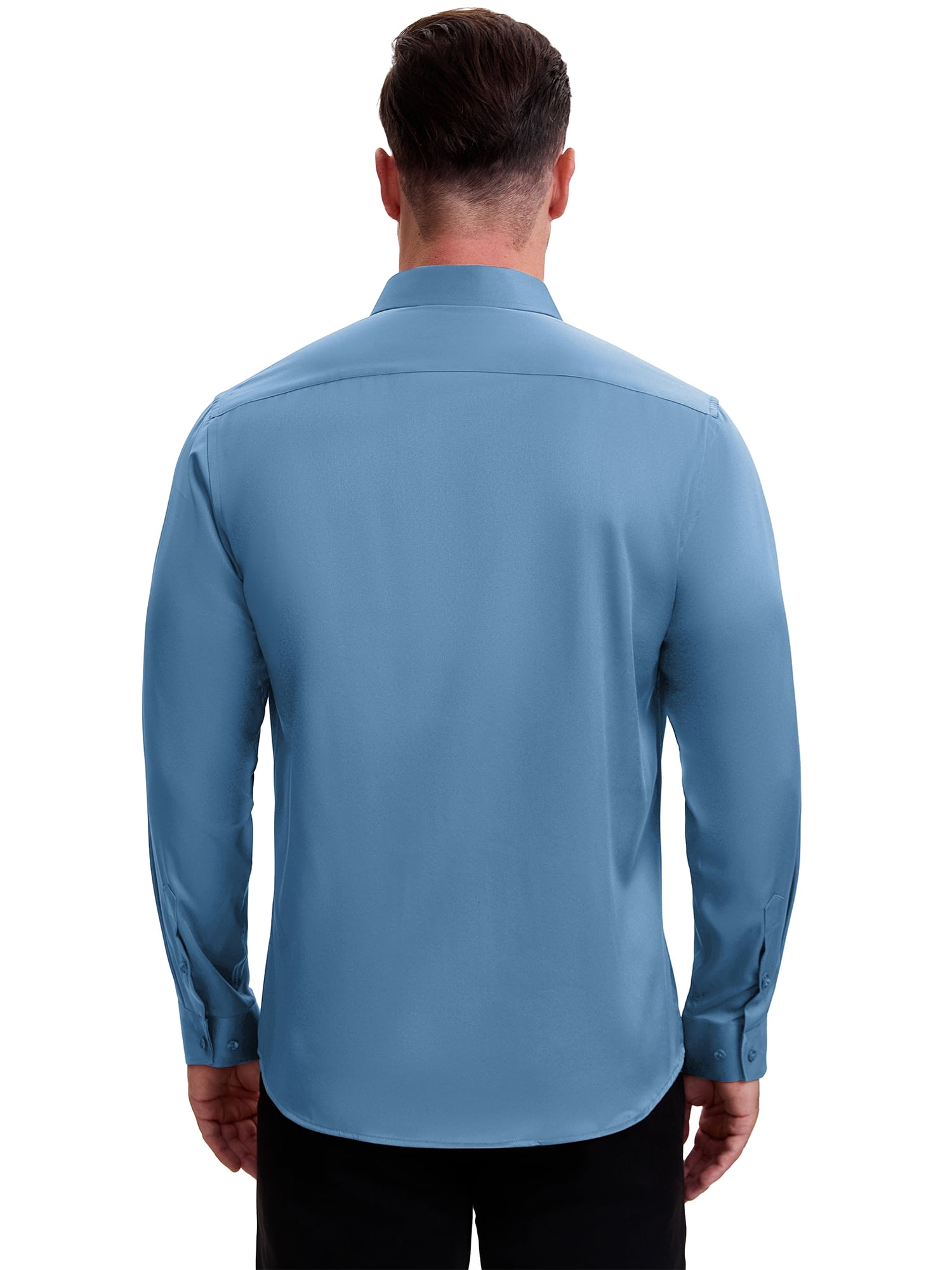 DARING DIVA Men's Point Collar Long Sleeve Button Down Formal Shirts S Blue