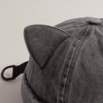 thumbnail image 3 of Hsqqdc 1pc Black Cotton Rolled Edge Docker Cap Unisex Brimless Cat Ear Landlord Hat for Daily Wear, 3 of 7