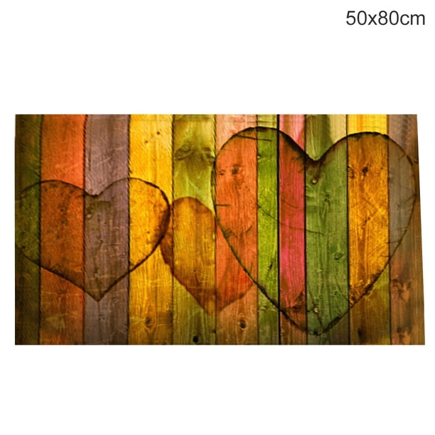 Alfombrilla de baño Alfombrilla para puerta de piso de madera Alfombrilla absorbente antideslizante para la entrada de la casa Sala de estar, Tres corazones, 50x80cm Sweethay HA003334-03