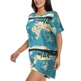 thumbnail image 2 of Fotbe World Map With Animal Print Pajama Set for Women 2 Piece Loungewear Short Sleeve Tops and Shorts Set Soft Sleepwear-XX-Large, 2 of 7