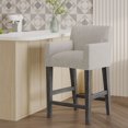 thumbnail image 3 of Upholstered Counter Height Bar Stool, Modern Counter Stools with Backs 26 inch, Fabric in Light Grey, 3 of 9
