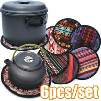 LEAQU 6Pcs Trivets For Hot Pots And Pans, Vintage Ethnic Floral Mandala Silicone Pot Holders -Multi-Use Great Heat Resistant Hot Pads For Kitchen Table, Dishwasher Safe