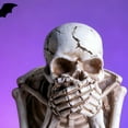 thumbnail image 4 of Halloween Fireplace Decor with Skeleton Statues, Resin See/Hear/Speak No Evil Skull Figurines, Horror Theme Courtyard & Indoor Decorative Ornaments for Halloween, 4 of 6