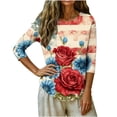 thumbnail image 5 of Lorytime Tshirts Shirts for Women 4th of July Tops Patriotic Graphic Outfits Lorytime 3/4 Sleeve Holidays Clothes, 5 of 7
