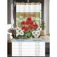 thumbnail image 6 of No Hook Shower Curtain with Snap in Liner Retro Shower Curtain -Fabric Waterproof Inner Liner, Welcome Red White Watercolor Flowers Flora Shower Curtains Washable 72"x78", 6 of 9