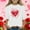 White, variant on Red Heart Print Girls Cold Shoulder Shirt - Soft Stretchy 3/4 Sleeve Casual Top for Kids Girls Ages 6-12,Size 12-13T