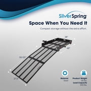 Wheelchair Scooter Carrier for Car Truck SUV, 2in Hitch, Long Ramp, 500 lb Cap, 48in x 28in Cargo Rack, Silver Spring
