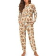 thumbnail image 4 of Tutoliy Capybara Orange Printed Women's Pajama Sets Soft Sleepwear Trendy Loungewear Long Sleeve Tops Jogger Pants Pajama Sets, M, 4 of 7