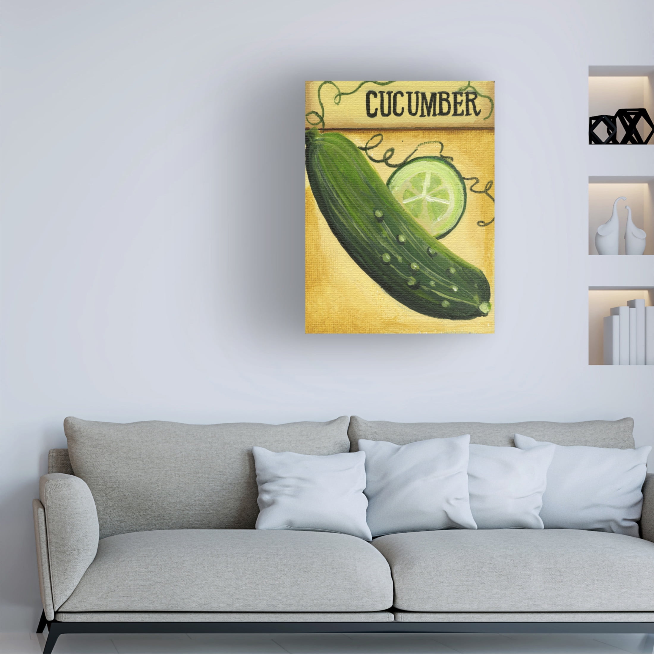 Canvas Wall Art - Debbi Wetzel 'Seed Packets 12 - Cucumber' Wall Art for Living Room, Bedroom, or Office Décor by Trademark Fine Art - 35 x 47 Inches