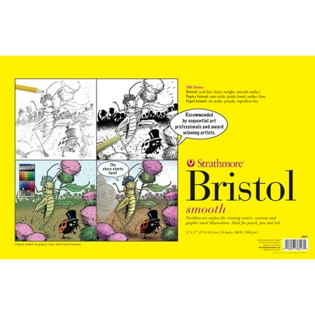 17in 50 Sheet Strathmore Sequential Art Bristol Paper Sheet, 300 Series, 11in x 17in, Smooth, 100 lb. ()