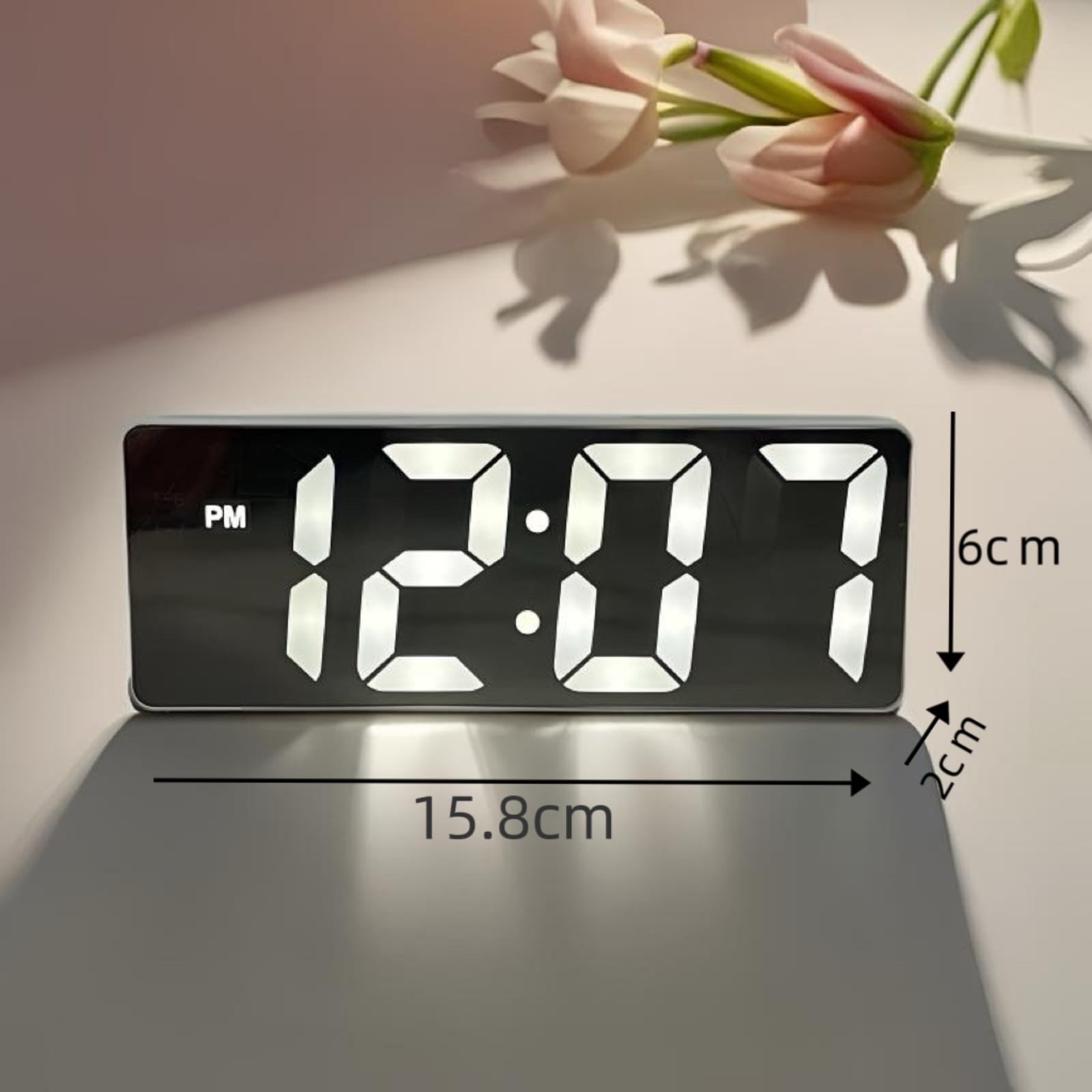 Smart LED Mirror Alarm Clock - Dual Powered (USB & Battery) - Voice Activated, Ideal for Students
