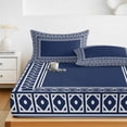 thumbnail image 6 of Twin XL Size Fitted Sheet Set - Navy Blue Boho 2 Piece Bedding Sets 16" Deep Pocket Fitted Sheet with 1 Pillowcases, Modern Geometric Bohemia Abstract Textured Brushed Microfiber Hotel Bed Sheets, 6 of 9