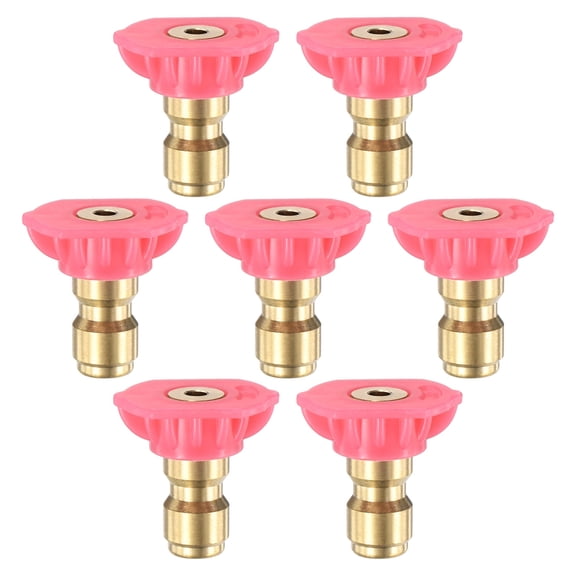 Uxcell 7PCS Pressure Washer Spray Nozzle Tips, 4000PSI Soap Power Washer Nozzles, 1/4 Inch Quick Connect for Car Surface Cleaning [Pink]