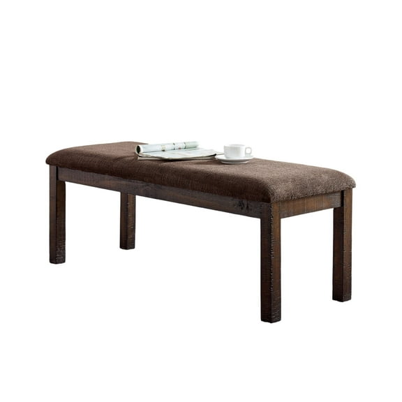 Knubmt Elegant Upholstered Seat Wood Frame Dining Bench for Dining Room, Living Room, Brown