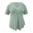 thumbnail image 6 of FRSASU Summer Tops for Women Casual Palace Lock Blouse Eyelet Hollow Out Plus Size Short Sleeve Shirts Army Green, 6 of 9