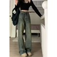thumbnail image 4 of Pantalones vaqueros Retro Chic para mujer, pantalón informal, holgado, pierna ancha, Vintage, recto, elegante, oficina, dama, salvaje, moda Y2K, 4 of 5
