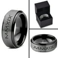 thumbnail image 4 of Tungsten Gradutaing Class Of 2019 Roman Numerals Engraved Band Ring 8mm Men Women Comfort Fit Black Step Bevel Edge Brushed Gray Polished, 4 of 4