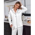 thumbnail image 2 of Ekouaer Satin Pajama Set for Women Silky Sleepwear Long Sleeve Top and Pants Button Down Pjs Lounge Set, 2 of 6