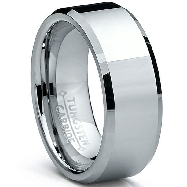 RingWright Co. - Men's High Polish Beveled Edge Tungsten Carbide Ring ...