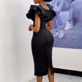 thumbnail image 4 of Women's Elegant Ruffle Sleeve Midi Cocktail Dress, Pencil for Party Dress, 4 of 5