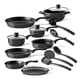 thumbnail image 1 of Juego de Ollas, Sartenes, Comal de Carbono Antiadherente y Utensilios de Cocina Silicona 16 Pzas negro 16, 1 of 7