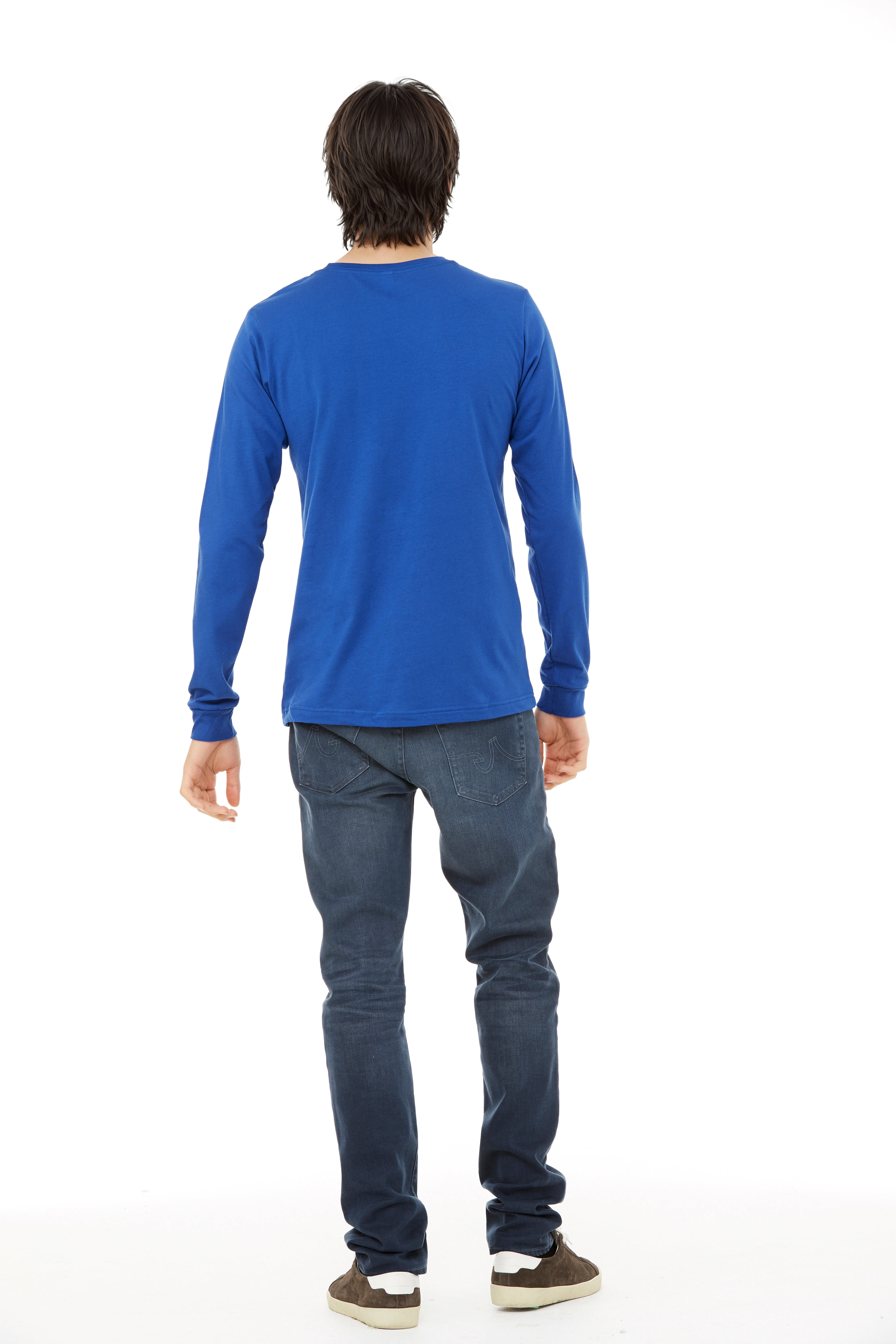BELLA+CANVAS Adult Crew Neck Personalized Long Sleeve T-Shirt, Create your own Designs, True Royal, Large, Unisex