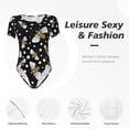 thumbnail image 6 of Gaeub Honey Bees At Night Women'S Short Sleeve One Piece Swimsuit Sexy High-Waisted Bodysuit For Swimming, Beach, Sports - Large, 6 of 9