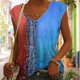 thumbnail image 2 of Mujeres camiseta de verano suelta casual multi color V cuello sin mangas gradiente superior para mujeres niñas rojo M, 2 of 7