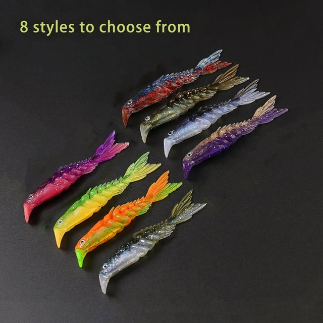7Pcs 8cm/3.5g Fishing Lure Realistic Bright Color 3D Fisheye PVC Multi-Section Freshwater Artificial Soft Bait for Fisherman